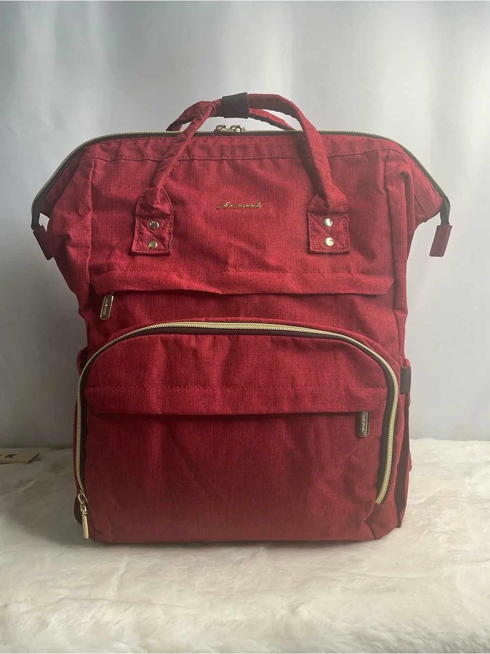 LOVEVOOK Red Travel / Diaper Backpack – Multi-Compartment Laptop & Mom Bag